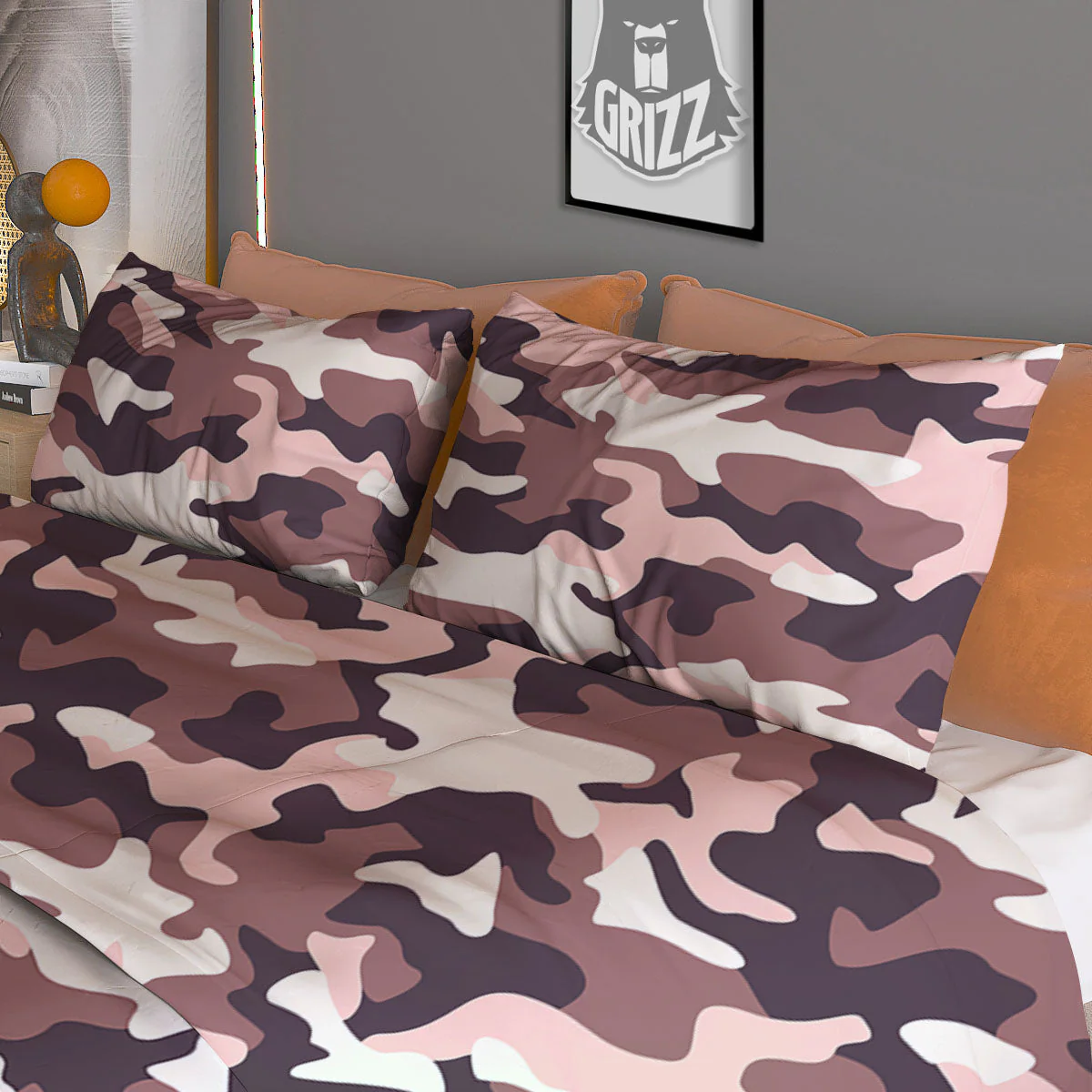 Camouflage Pink Brown Print Duvet Cover Bedding Set - Image 3