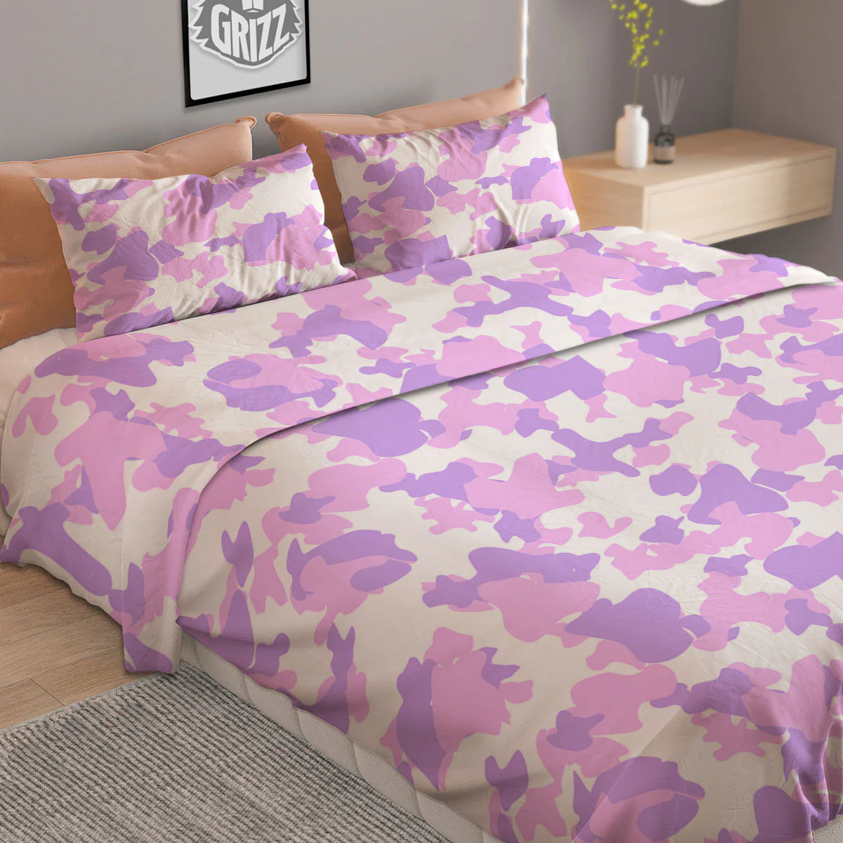 Camouflage Purple Pastel Print Duvet Cover Bedding Set - Image 2