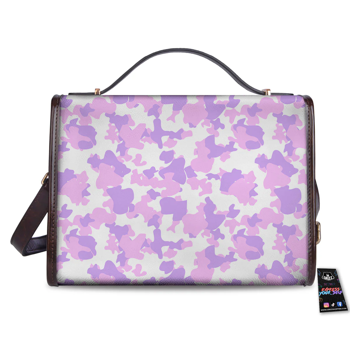 Camouflage Purple Pastel Print Women's Satchel Bag - Image 2