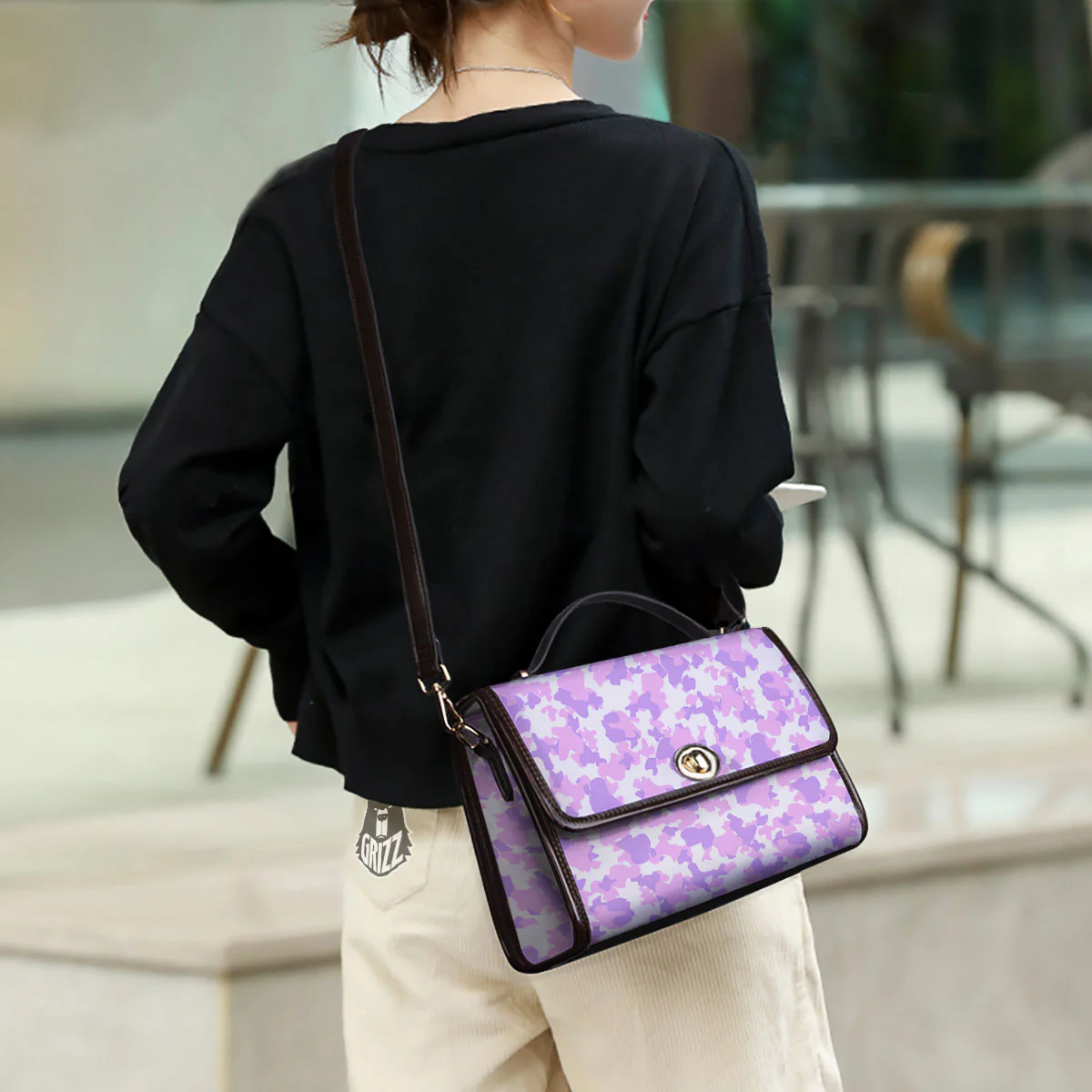 Camouflage Purple Pastel Print Women's Satchel Bag - Image 3