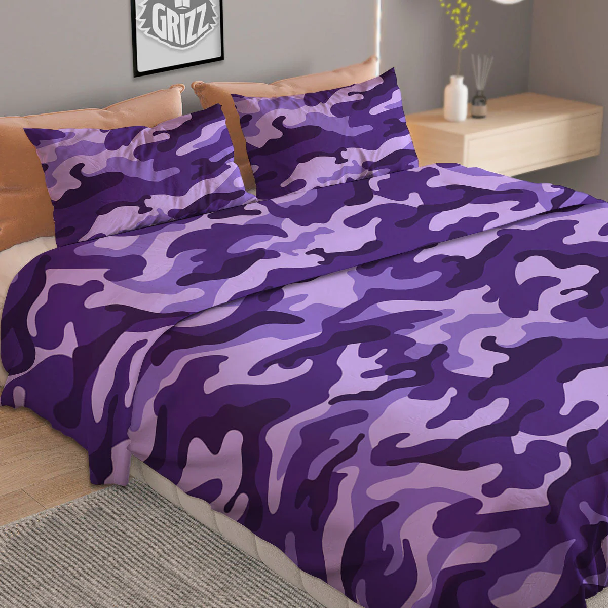 Camouflage Purple Print Pattern Duvet Cover Bedding Set - Image 2