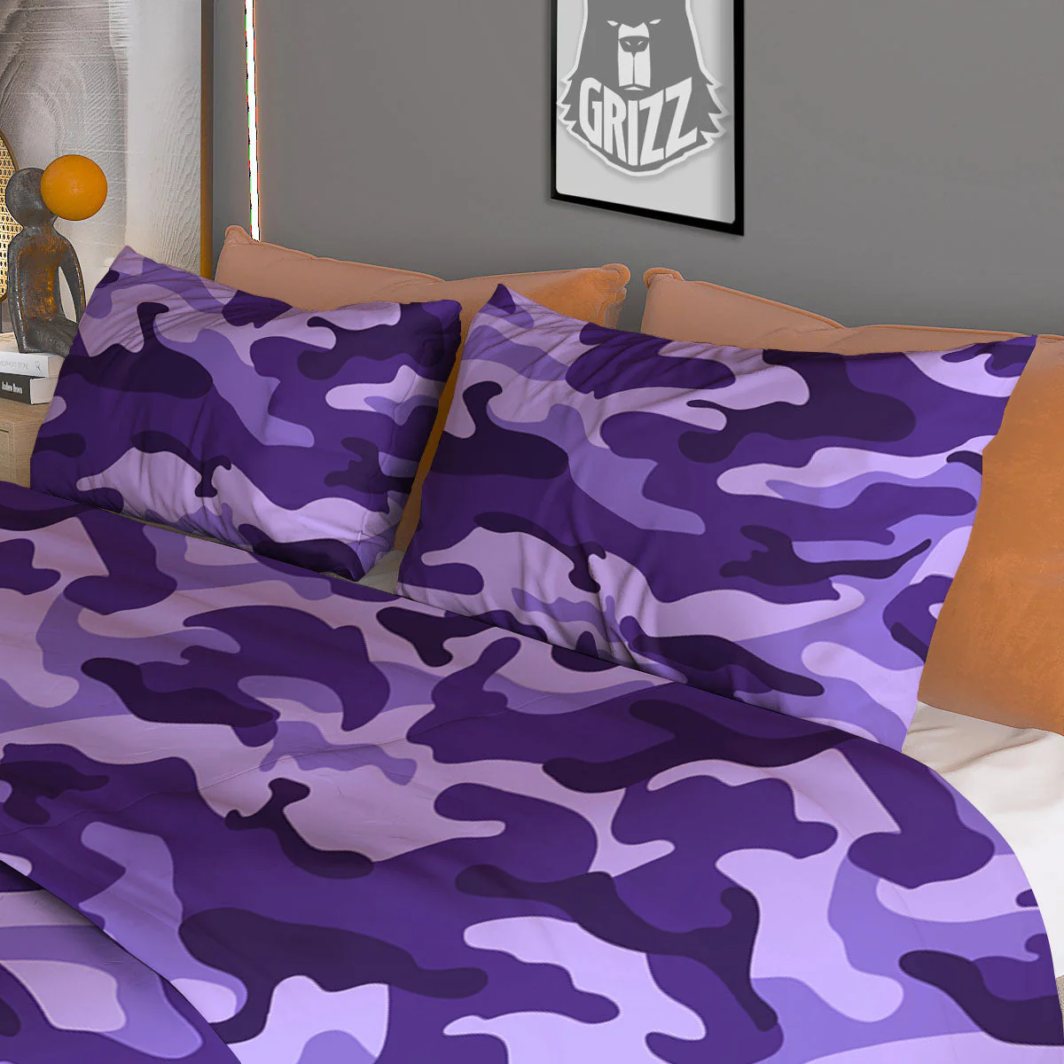 Camouflage Purple Print Pattern Duvet Cover Bedding Set - Image 3