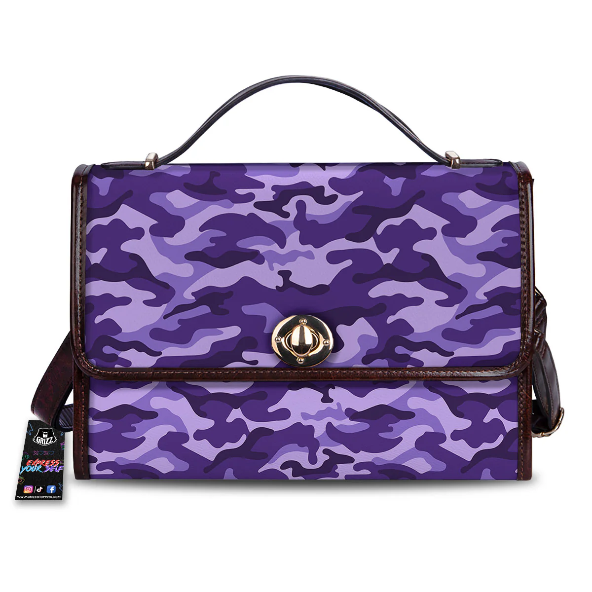Camouflage Purple Print Pattern Women's Satchel Bag