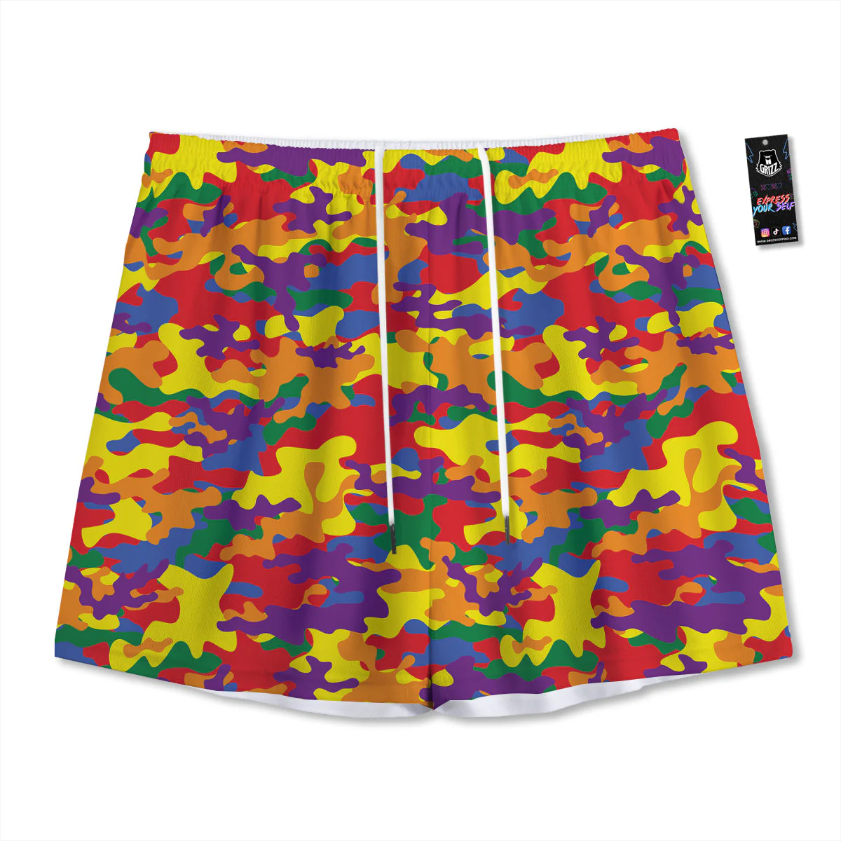 Camouflage Rainbow Print Mesh Shorts