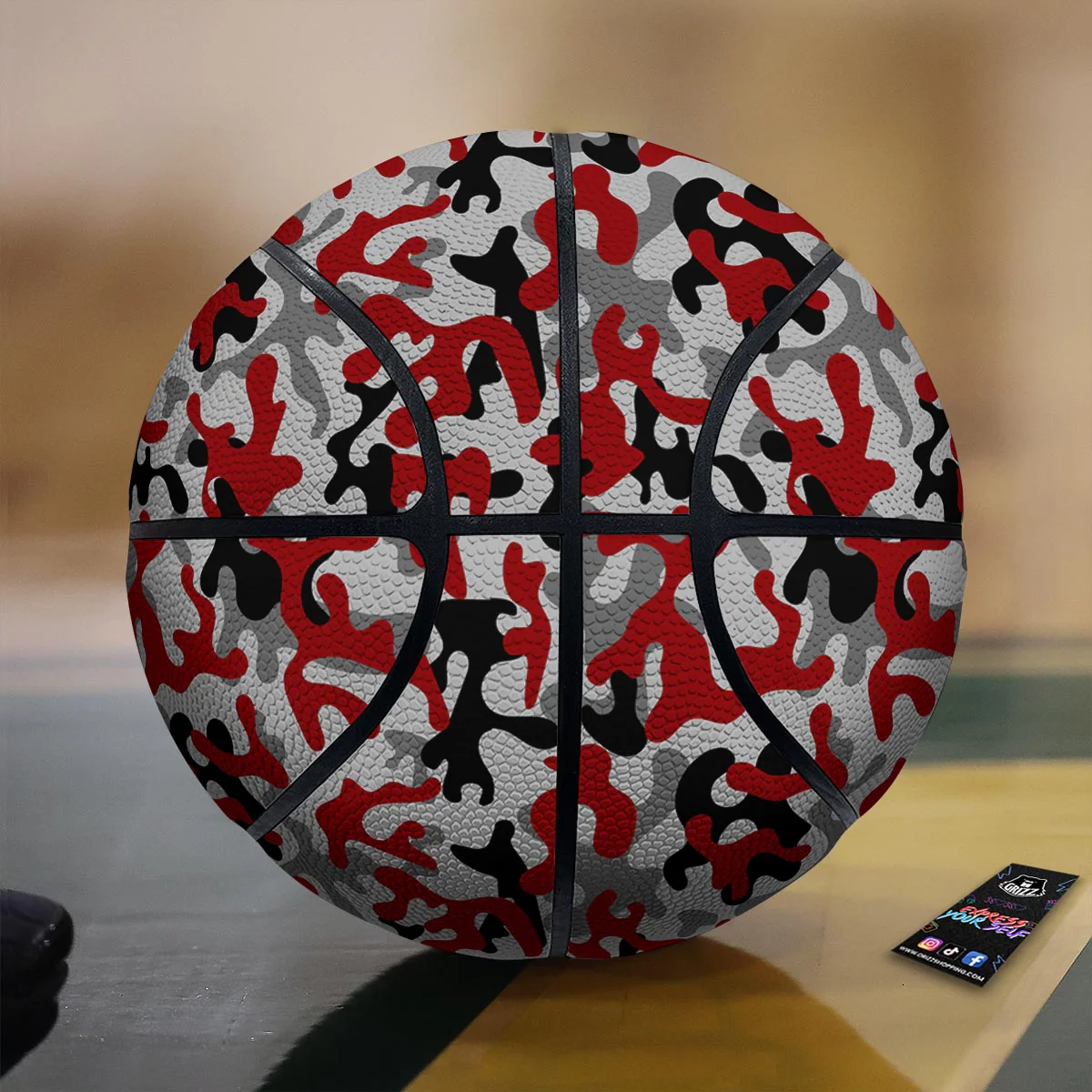 Camouflage Red Grey Print Pattern Basketball