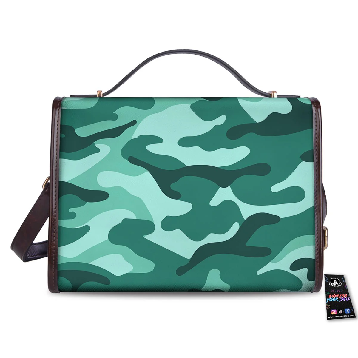 Camouflage Teal Print Women's Satchel Bag - Image 2