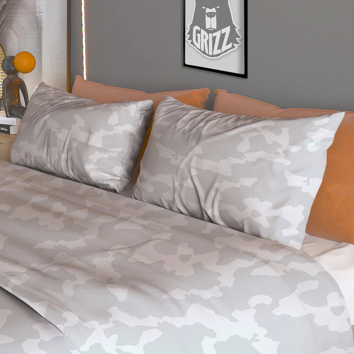 Camouflage White Snow Print Pattern Duvet Cover Bedding Set - Image 3