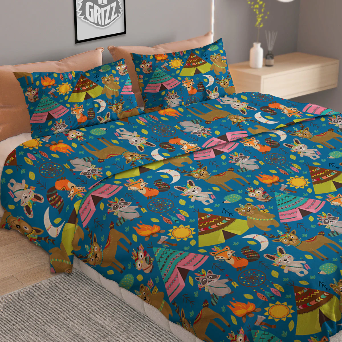 Camping Animal Print Pattern Duvet Cover Bedding Set - Image 2
