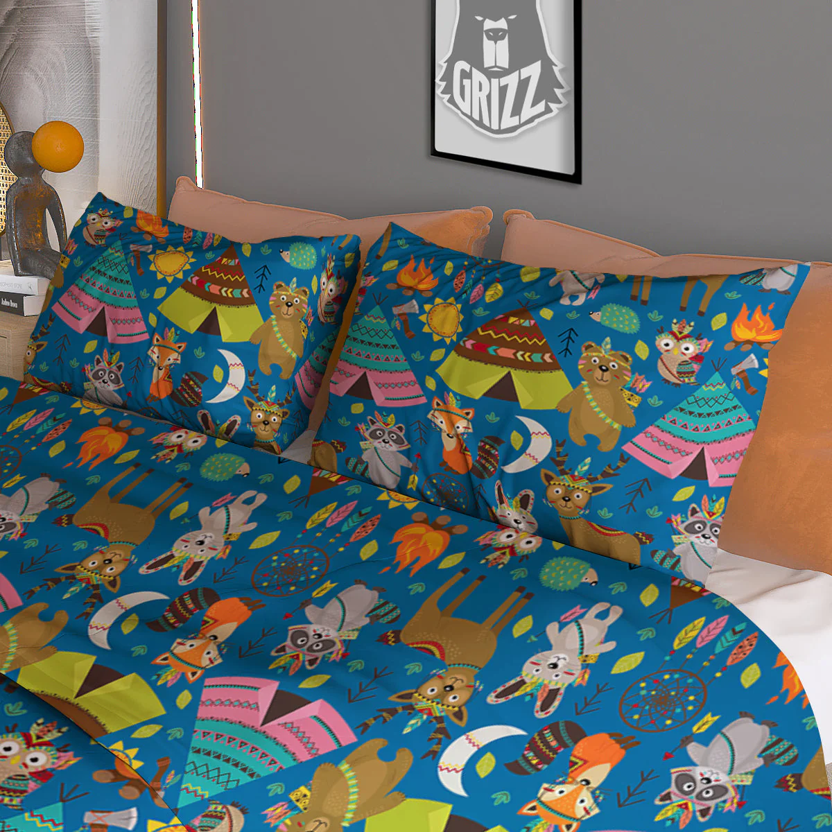Camping Animal Print Pattern Duvet Cover Bedding Set - Image 3
