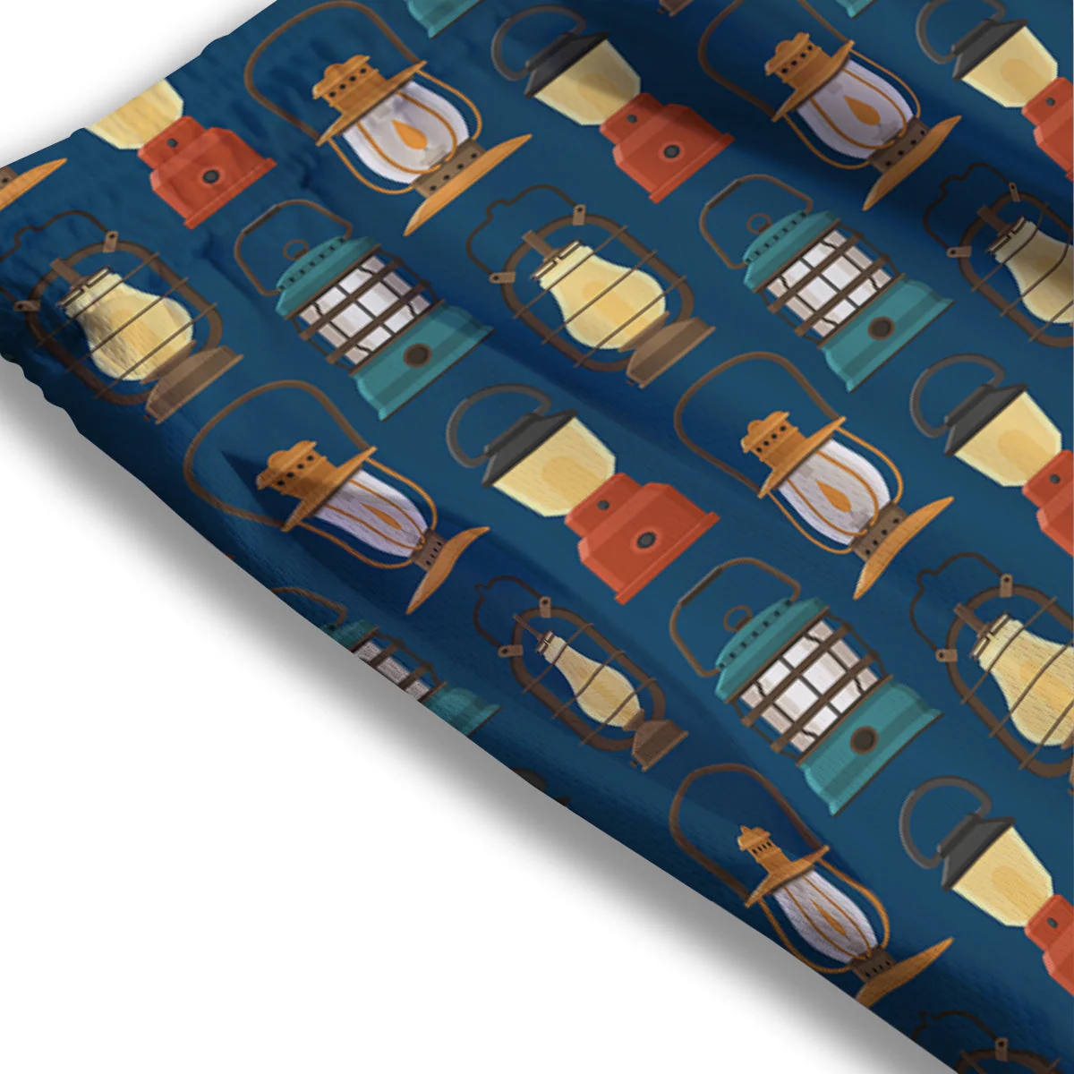 Camping Lantern Vintage Print Pattern Mesh Shorts - Image 3