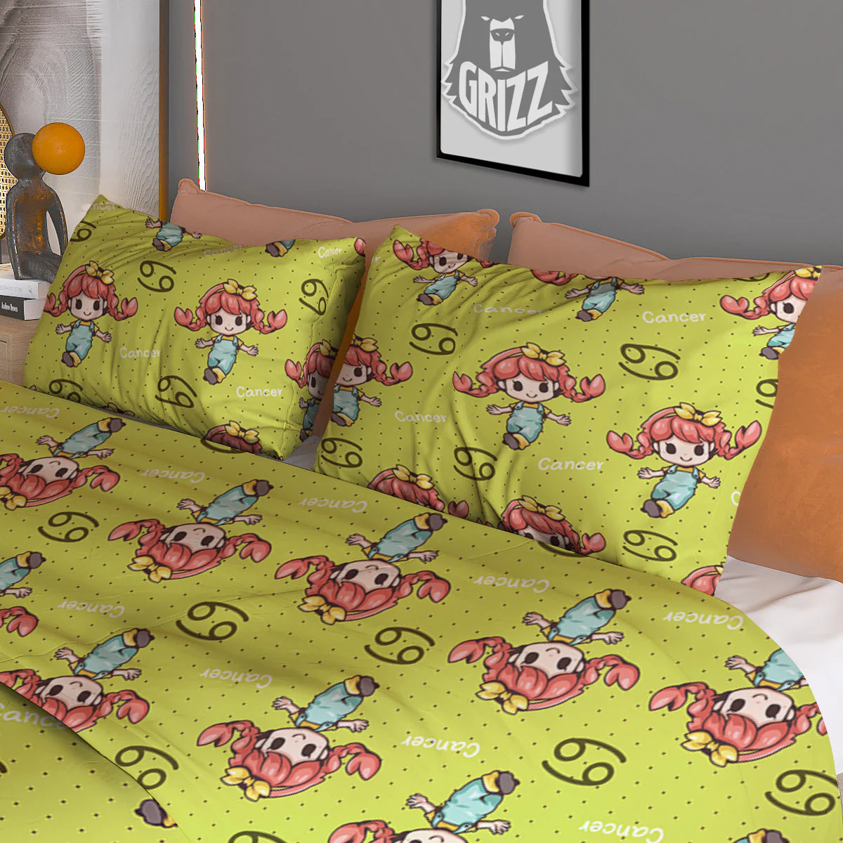 Cancer Cute Cartoon Print Pattern Duvet Cover Bedding Set - Image 3