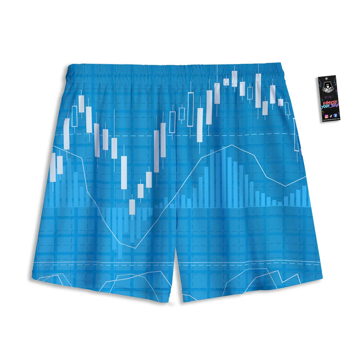 Candlestick Stock Market Print Mesh Shorts - Image 2