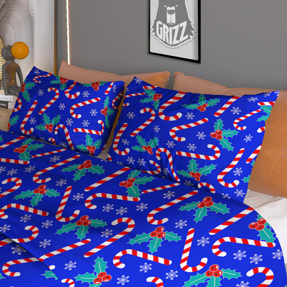 Candy And Christmas Berry Print Pattern Duvet Cover Bedding Set - Image 3