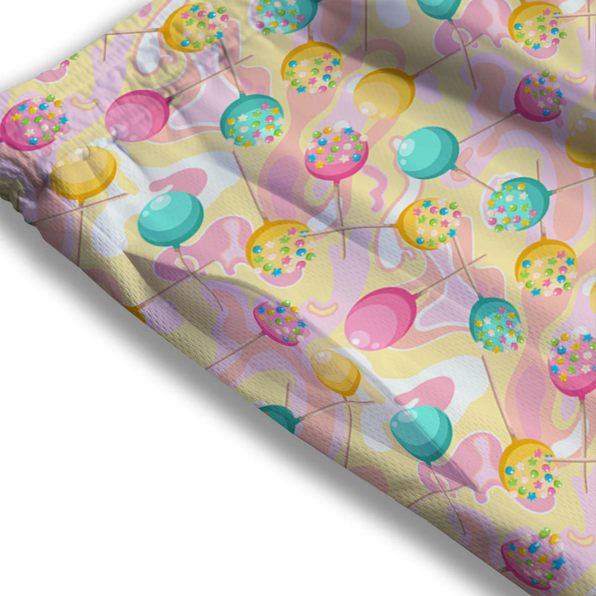 Candy And Colorful Lollipop Print Mesh Shorts - Image 3