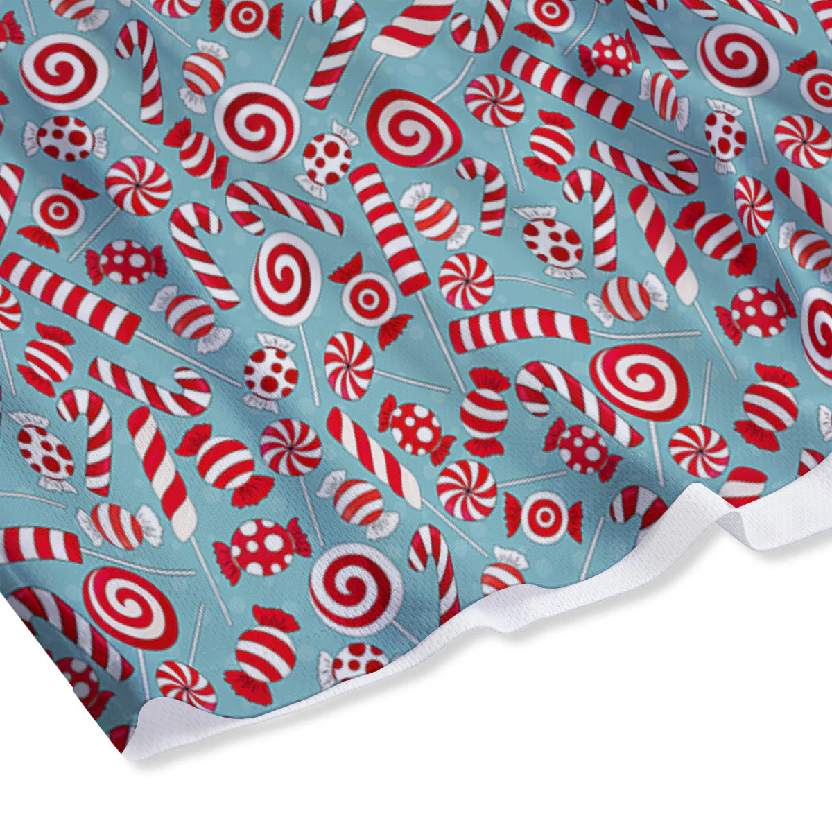 Candy Cane Christmas Print Pattern Mesh Shorts - Image 4