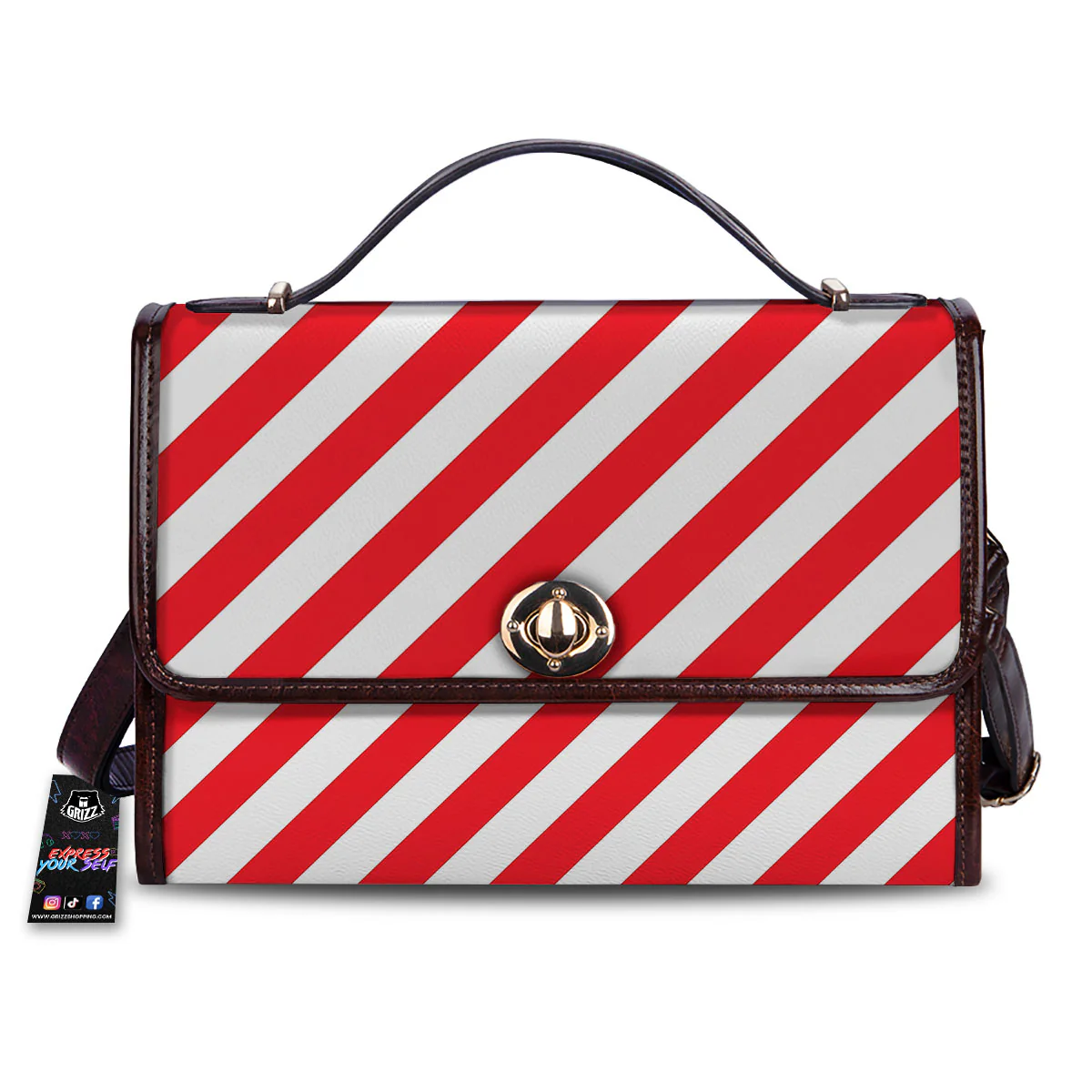 Candy Cane Striped White And Red Print Women's Satchel Bag