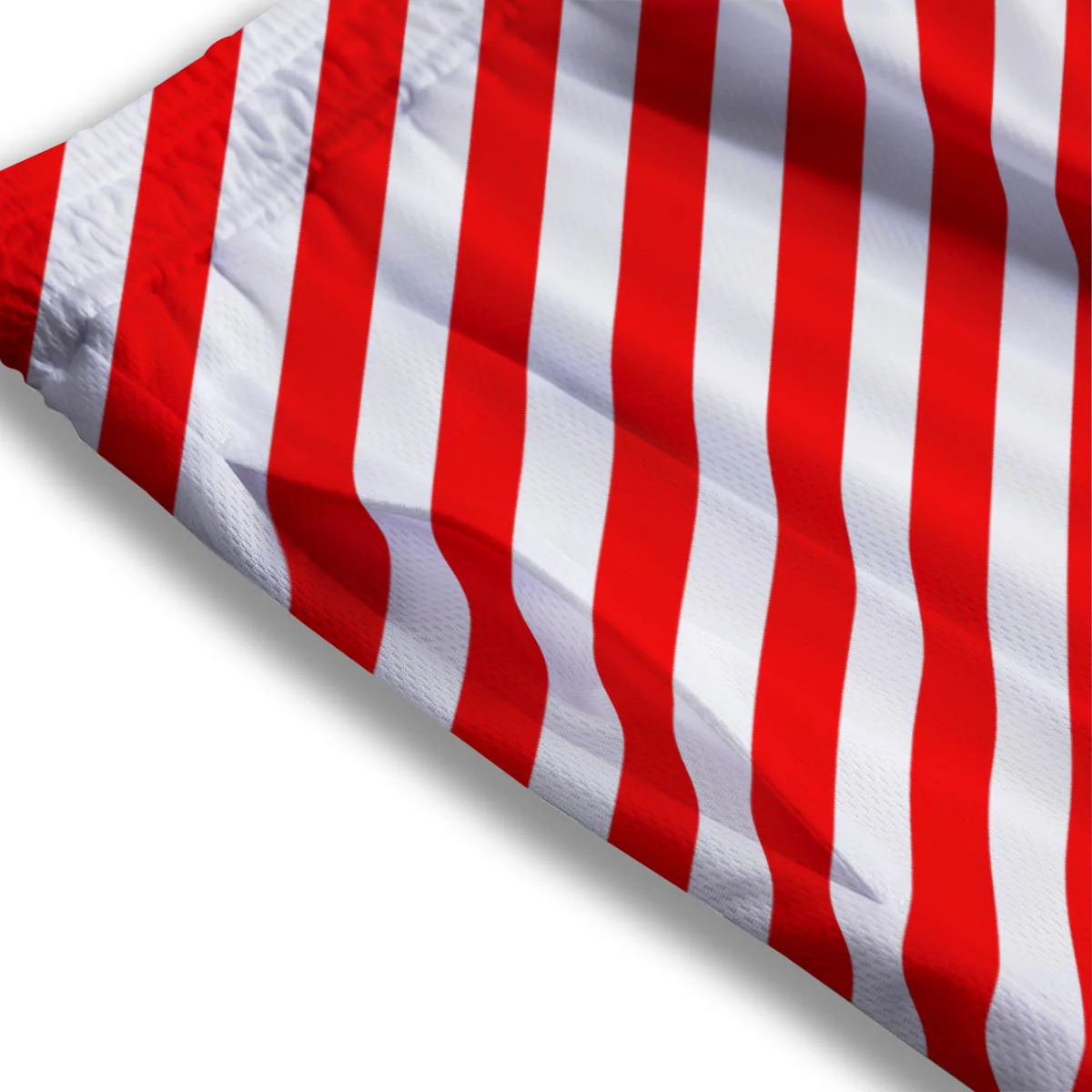 Candy Cane White And Red Print Pattern Mesh Shorts - Image 3