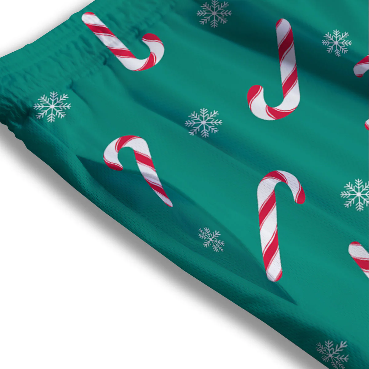Candy Cane Xmas Print Pattern Mesh Shorts - Image 3