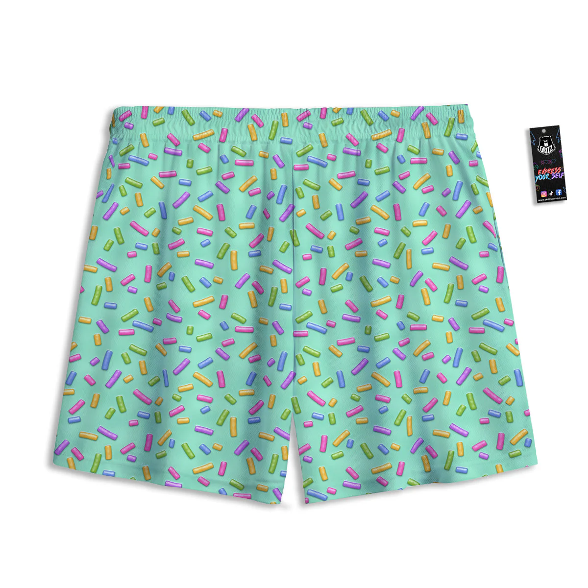 Candy Sprinkles Green Sweet Print Pattern Mesh Shorts - Image 2