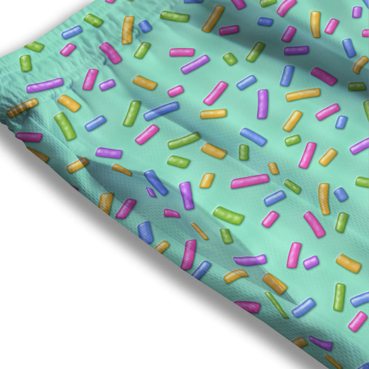 Candy Sprinkles Green Sweet Print Pattern Mesh Shorts - Image 3