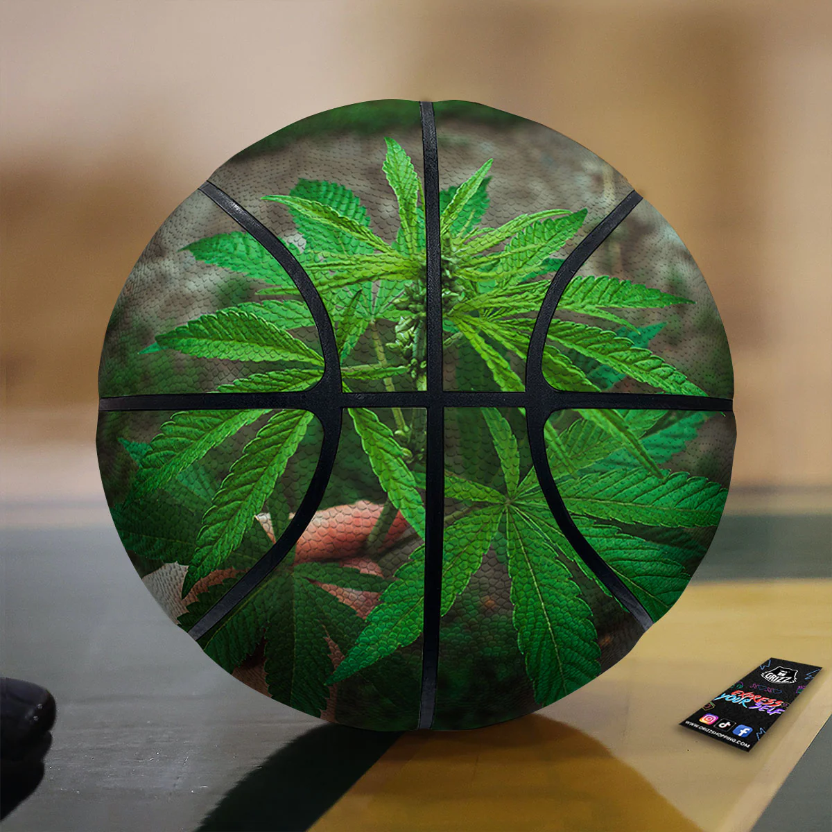 Cannabis Leaf Forest Green Print Basketball