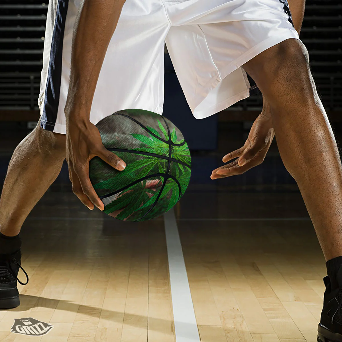 Cannabis Leaf Forest Green Print Basketball - Image 3