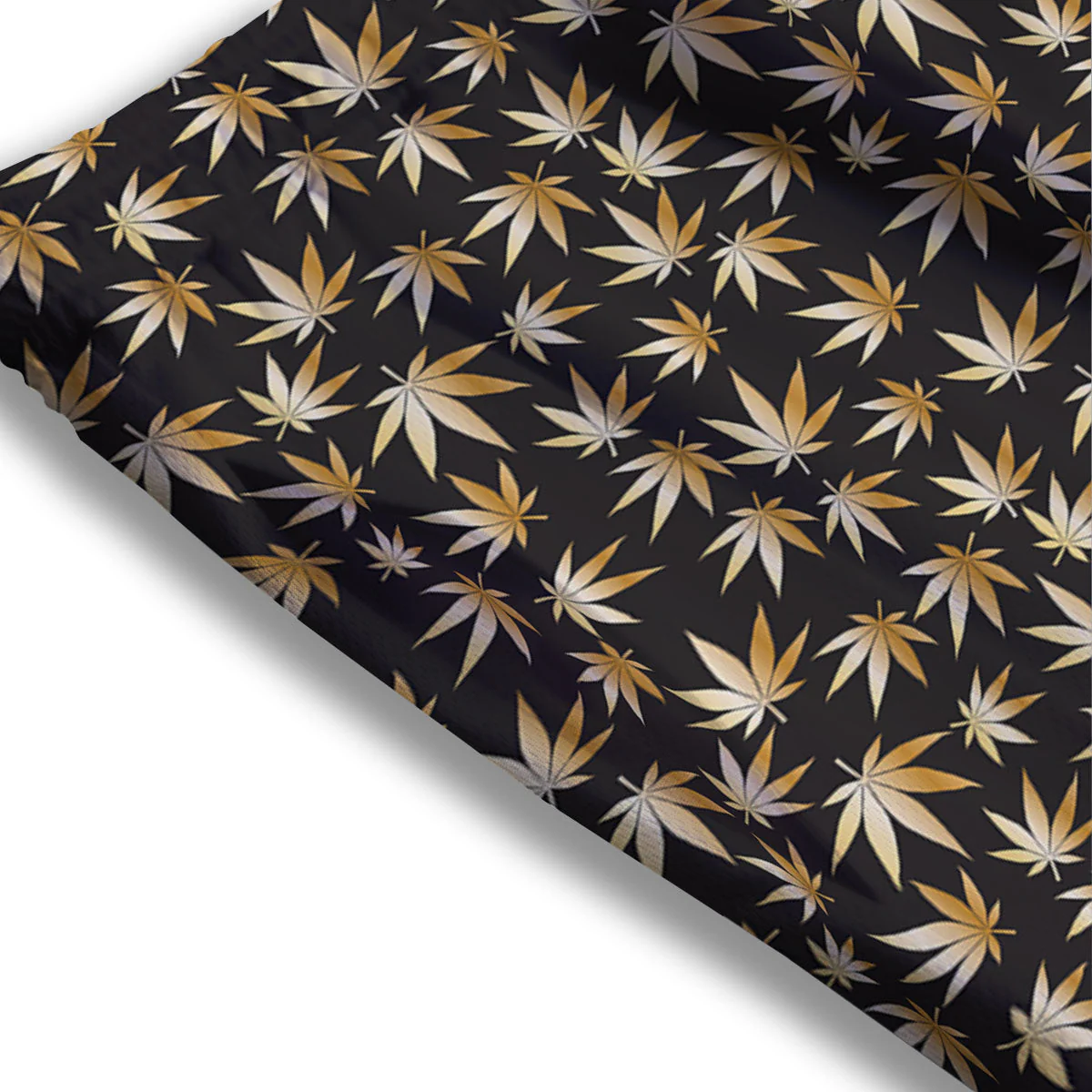 Cannabis Leaf Gold Print Pattern Mesh Shorts - Image 3