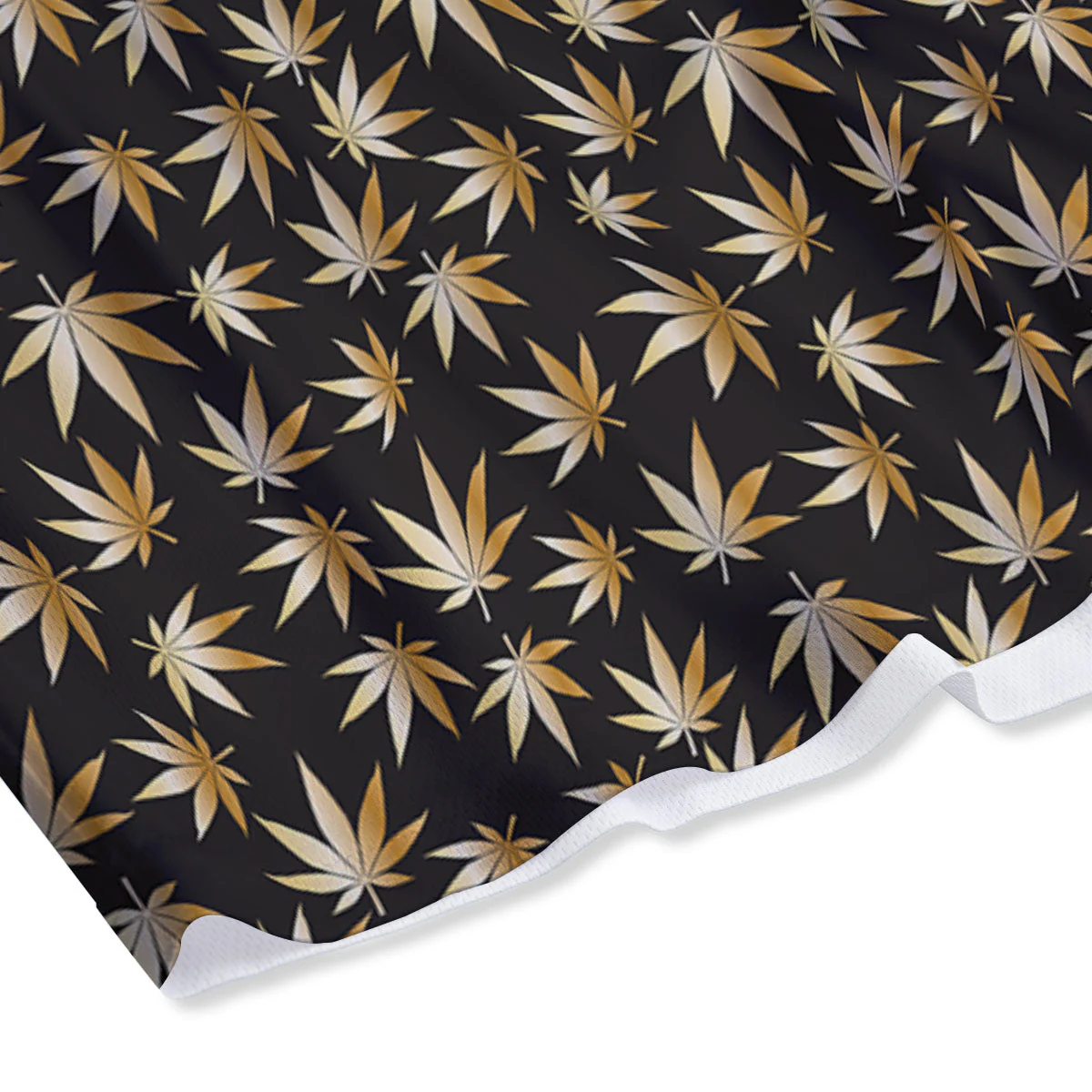 Cannabis Leaf Gold Print Pattern Mesh Shorts - Image 4