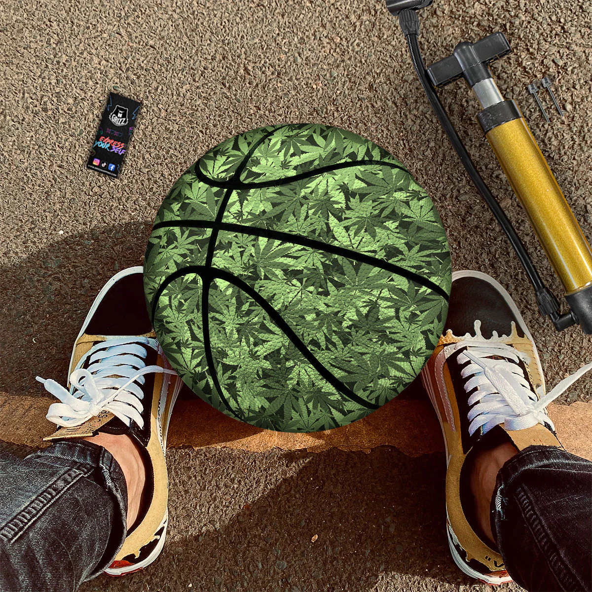 Cannabis Leaf Green Print Pattern Basketball - Image 2
