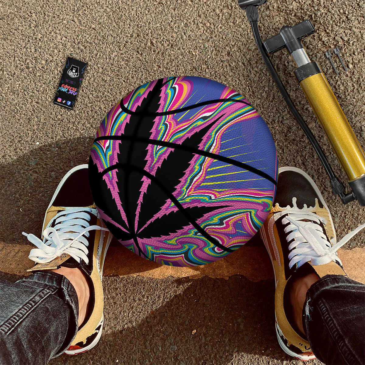 Cannabis Leaf Psychedelic Print Basketball - Image 2