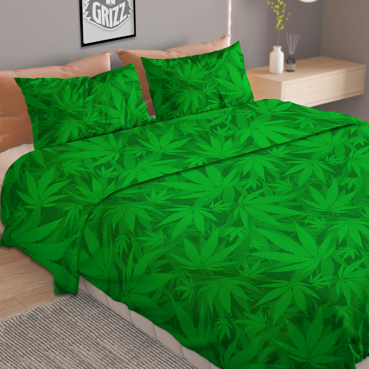 Cannabis Leaves Print Pattern Duvet Cover Bedding Set - Image 2