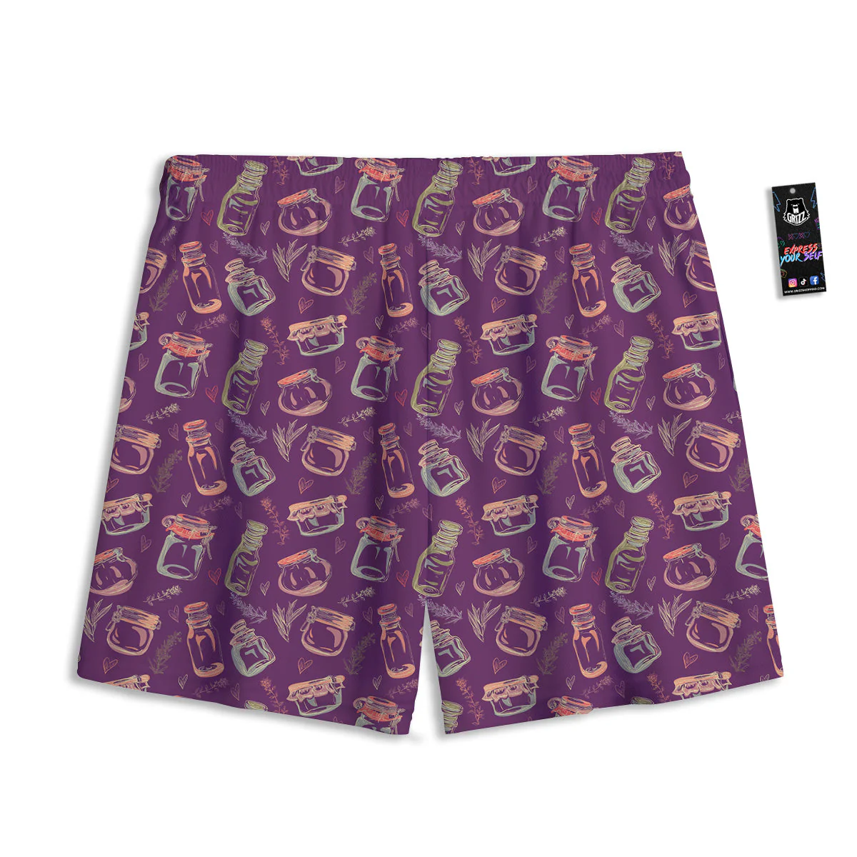 Canning Doodle Print Pattern Mesh Shorts - Image 2