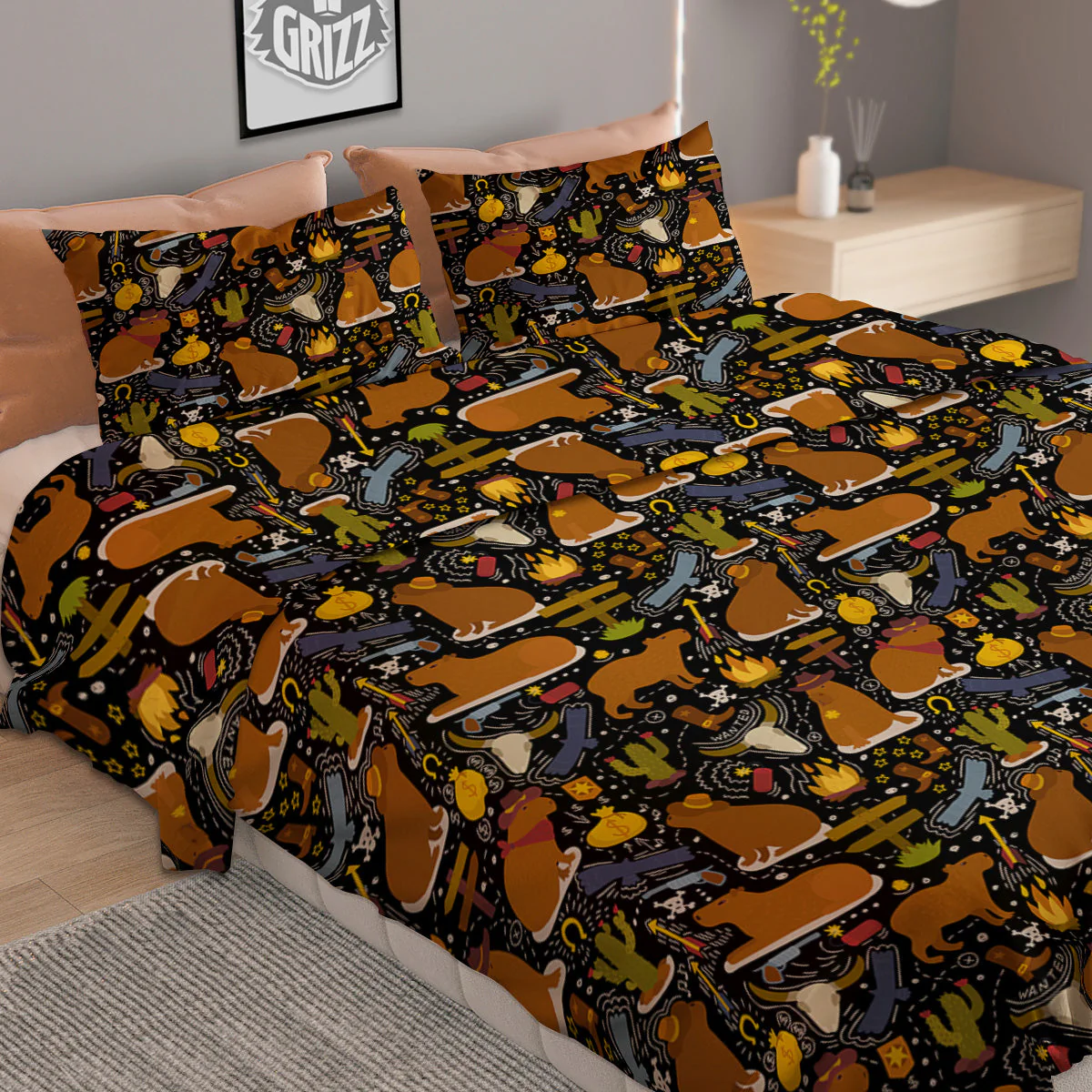 Capybaras Print Pattern Duvet Cover Bedding Set - Image 2