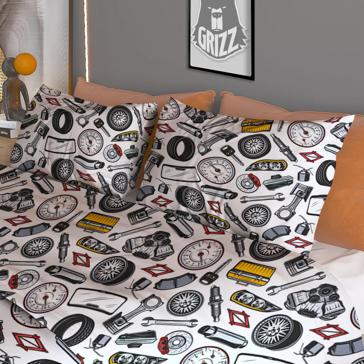 Car Vehicle Accessories Print Pattern Duvet Cover Bedding Set - Image 3