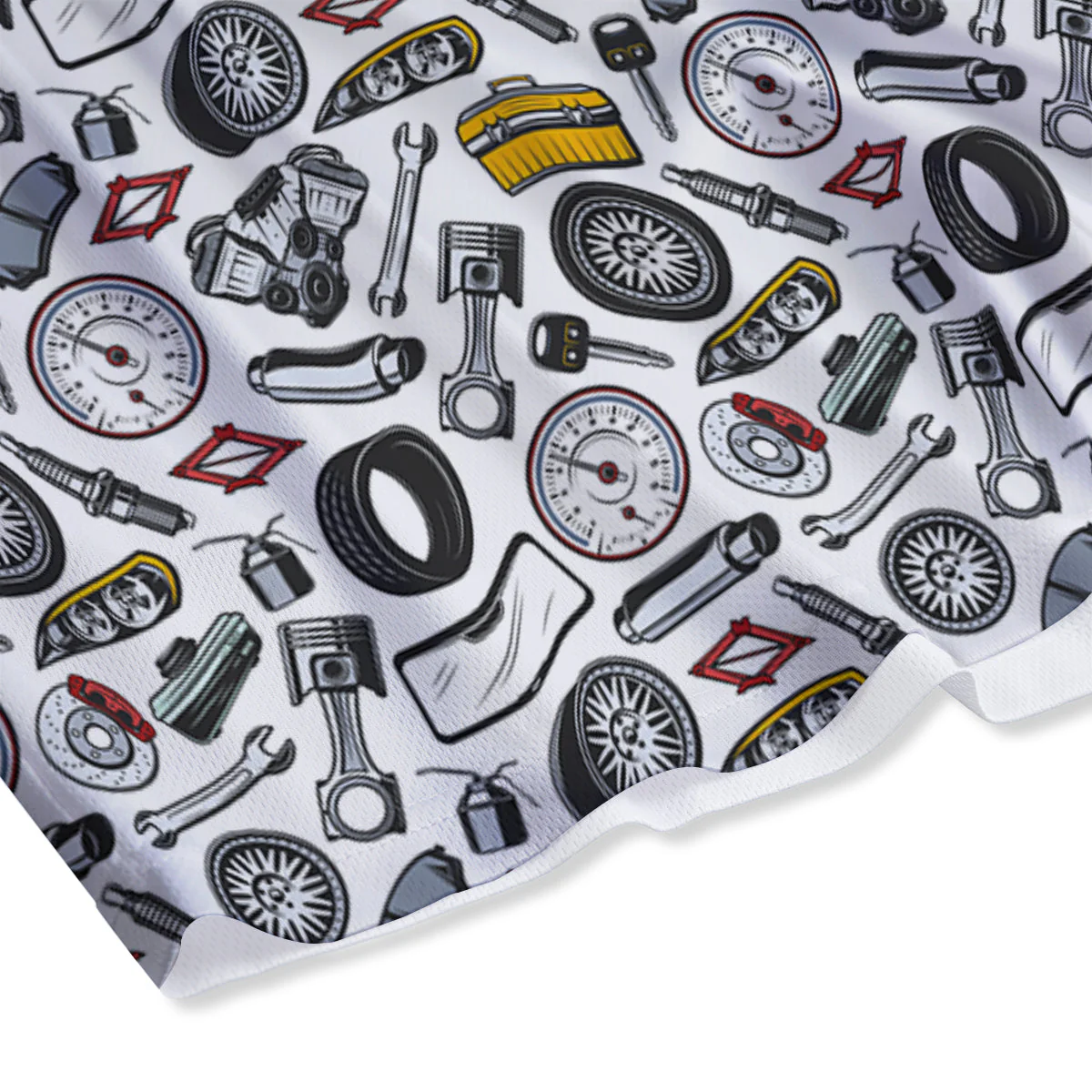 Car Vehicle Accessories Print Pattern Mesh Shorts - Image 4