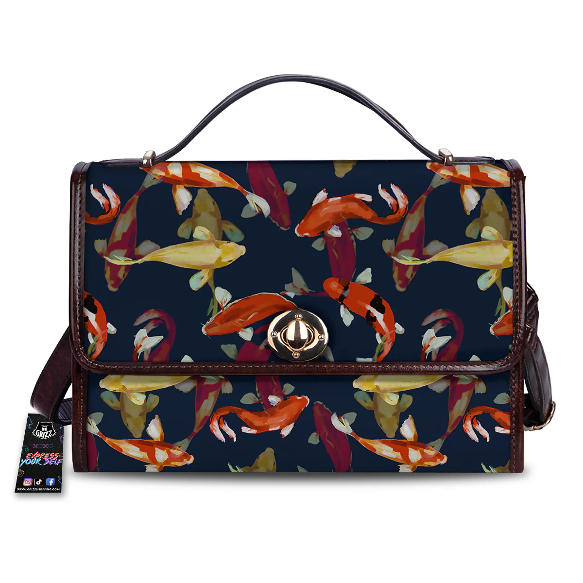 Carp Fish Koi Watercolor Print Pattern Women's Satchel Bag