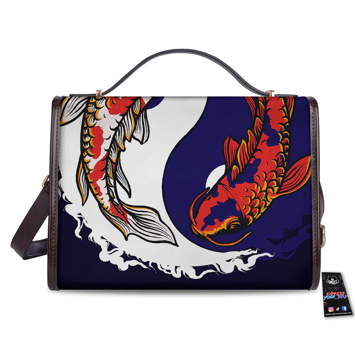 Carp Koi Fish Yin And Yang Print Women's Satchel Bag - Image 2