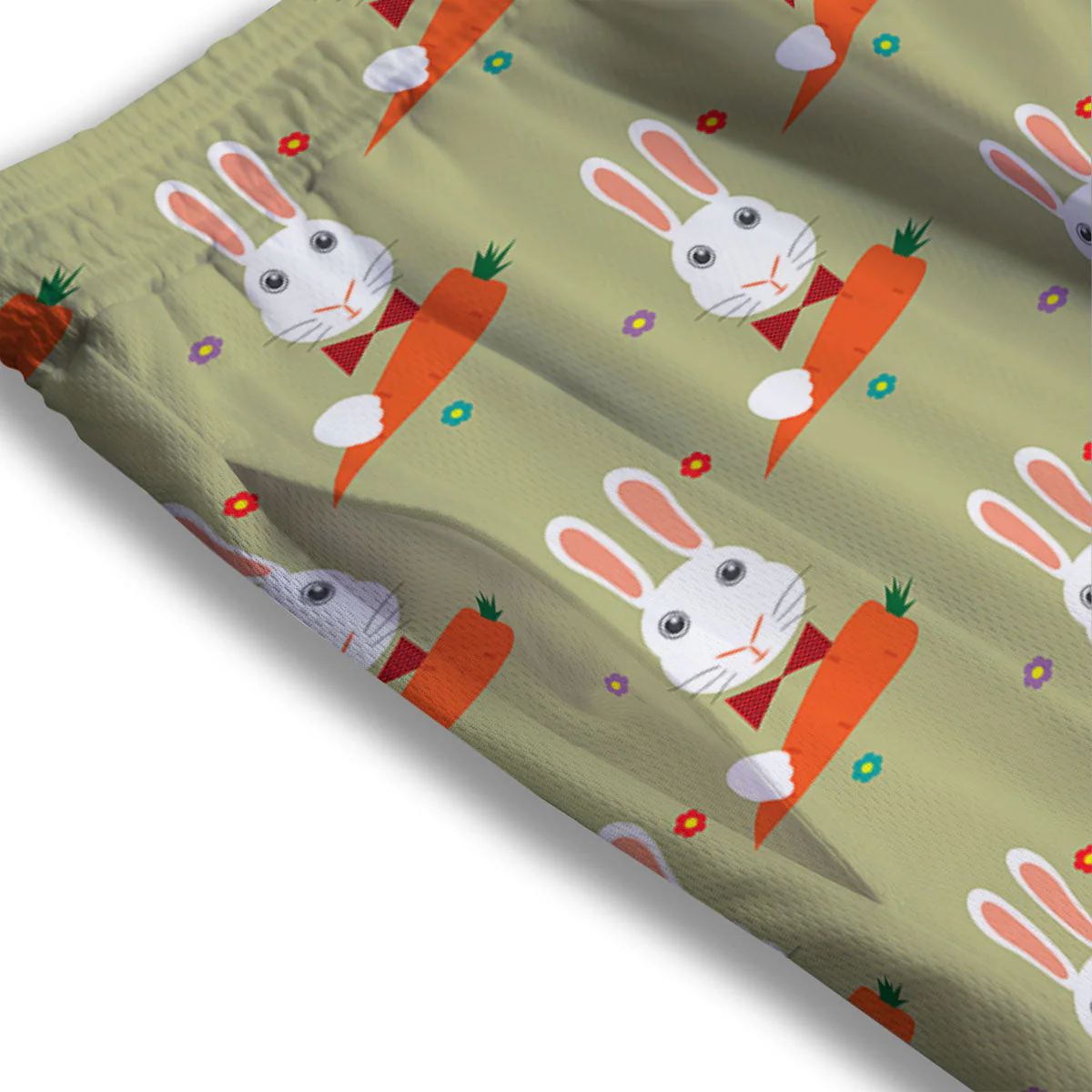 Carrot And Rabbit Print Pattern Mesh Shorts - Image 3