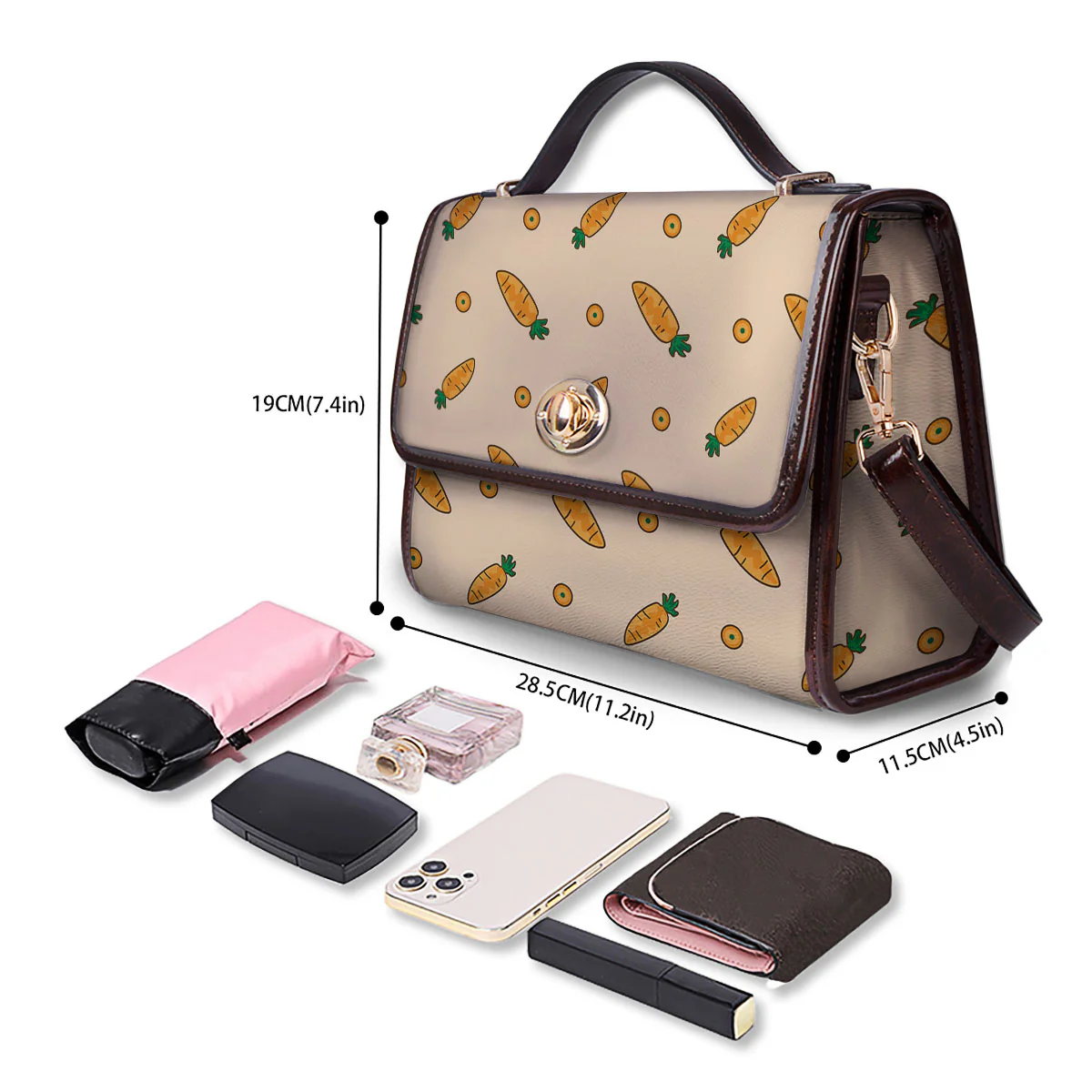 Carrot Little Print Pattern Women's Satchel Bag - Image 4