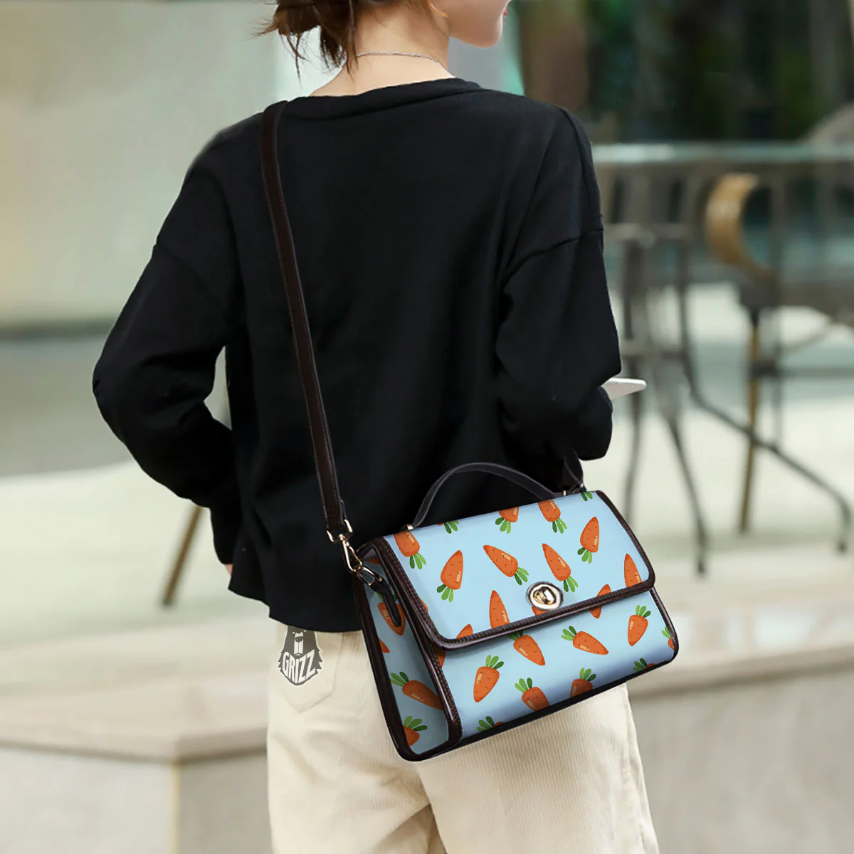 Carrot Print Pattern Women's Satchel Bag - Image 3