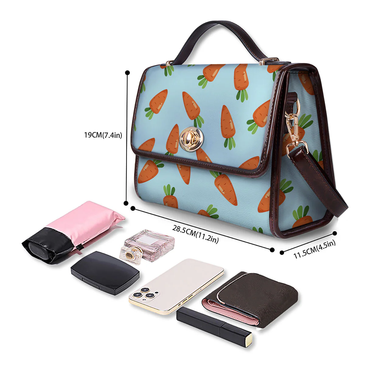 Carrot Print Pattern Women's Satchel Bag - Image 4