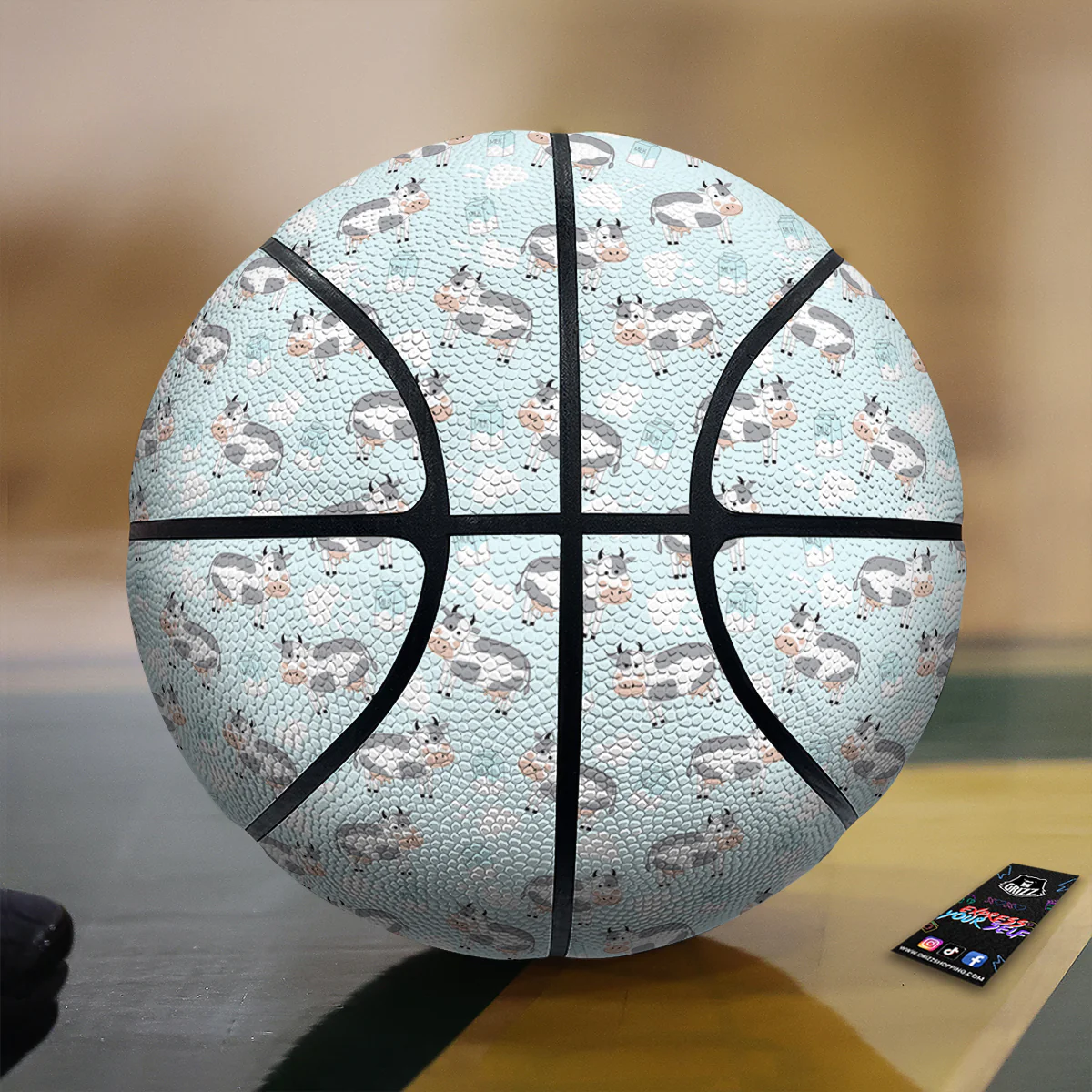 Cartoon Cows Milk Print Pattern Basketball