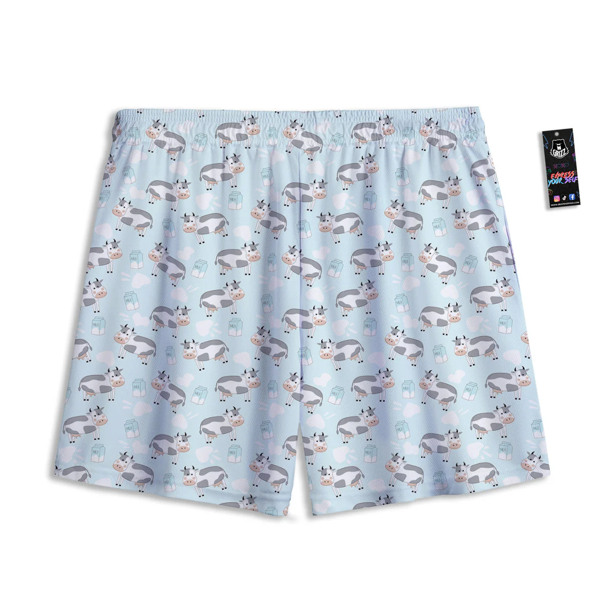 Cartoon Cows Milk Print Pattern Mesh Shorts - Image 2
