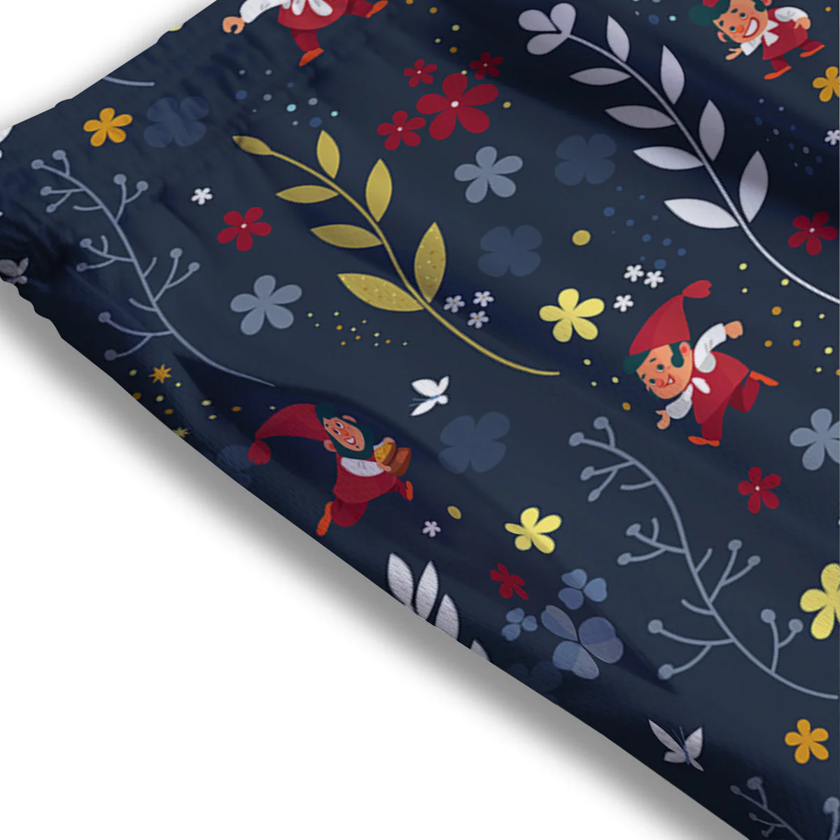 Cartoon Elf And Floral Print Pattern Mesh Shorts - Image 3