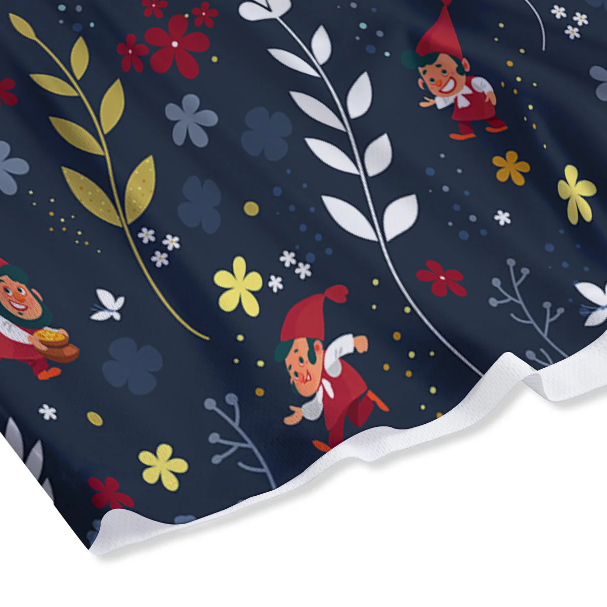 Cartoon Elf And Floral Print Pattern Mesh Shorts - Image 4