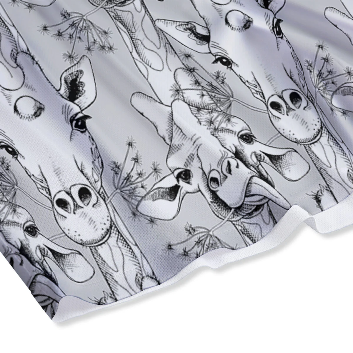 Cartoon Giraffe White And Black Print Mesh Shorts - Image 4