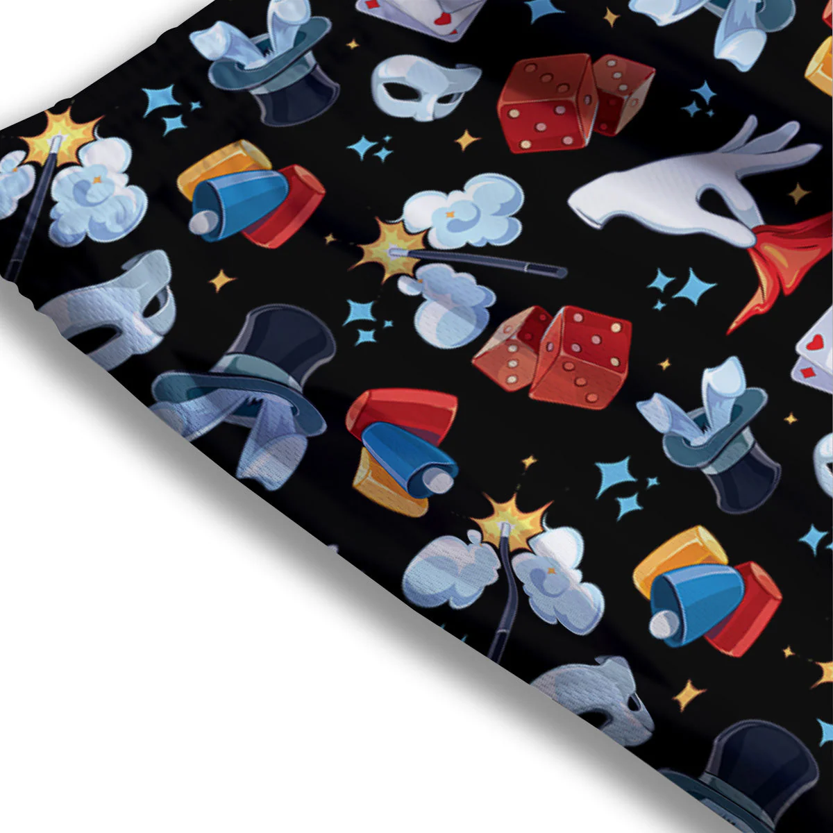 Cartoon Magic Show Print Pattern Mesh Shorts - Image 3