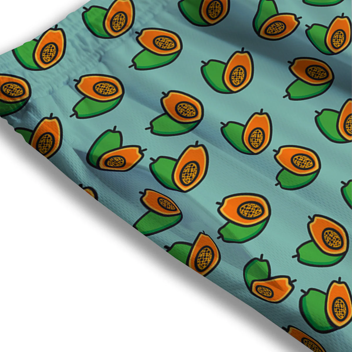 Cartoon Papaya Print Pattern Mesh Shorts - Image 3