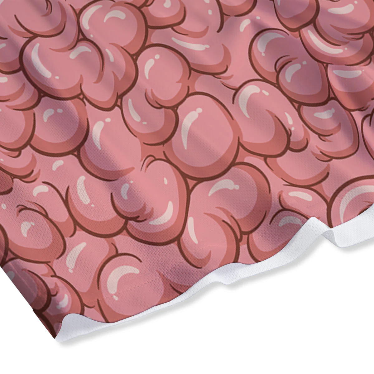 Cartoon Pink Brain Print Pattern Mesh Shorts - Image 4