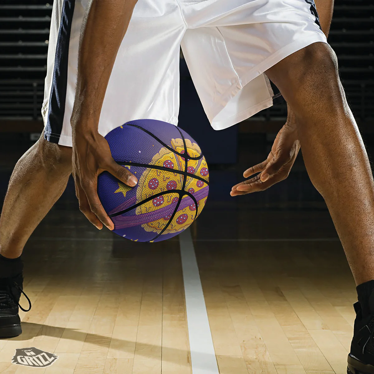 Cartoon Pizza Planet Print Basketball - Image 3